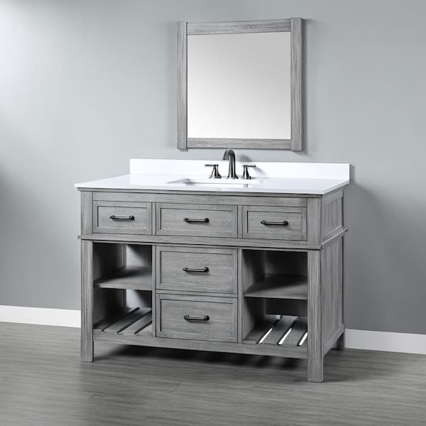 Jason 48 in. W x 22 in. D Vanity in Espresso with Marble Vanity Top in White with White Basin