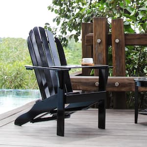 Moni Mahogany Wood Black Adirondack Chair FREE Tray Table