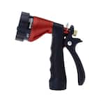 Rear-Trigger Metal Garden Hose Nozzle with Adjustable Spray Patterns (Red)