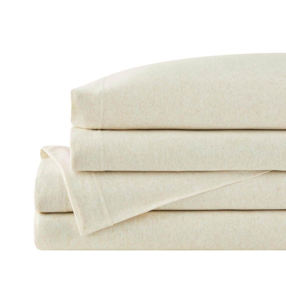 StyleWell Jersey Knit 4Piece Oatmeal Cotton Blend Heathered King Sheet