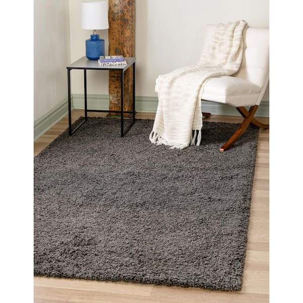 Solid Shag Graphite Gray 4 ft. x 6 ft. Area Rug