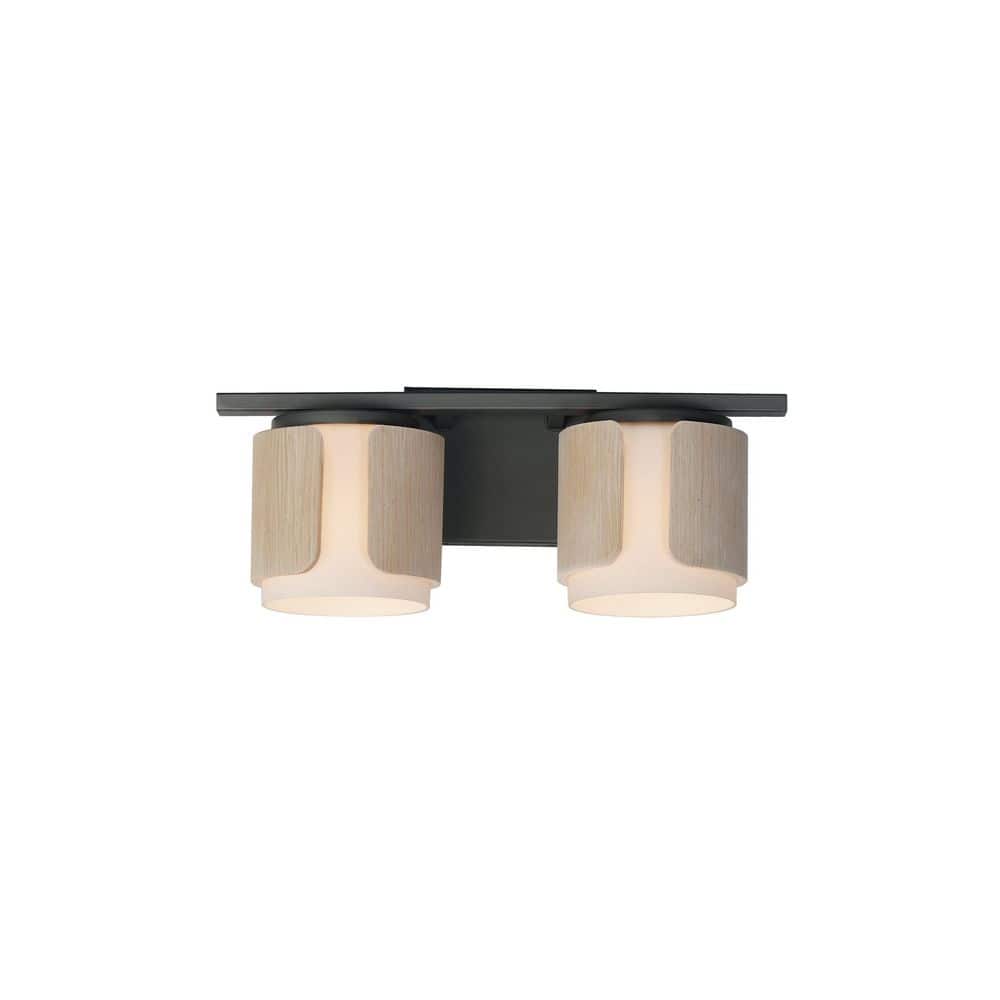 Draughtsman 18 in. 2 Light Natural Wood/Charcoal Vanity Light price history on PriceWatchPro