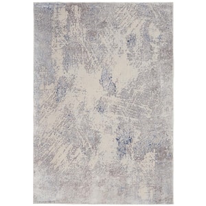 Silky Textures Ivory/Grey 5 ft. x 7 ft. Abstract Contemporary Area Rug