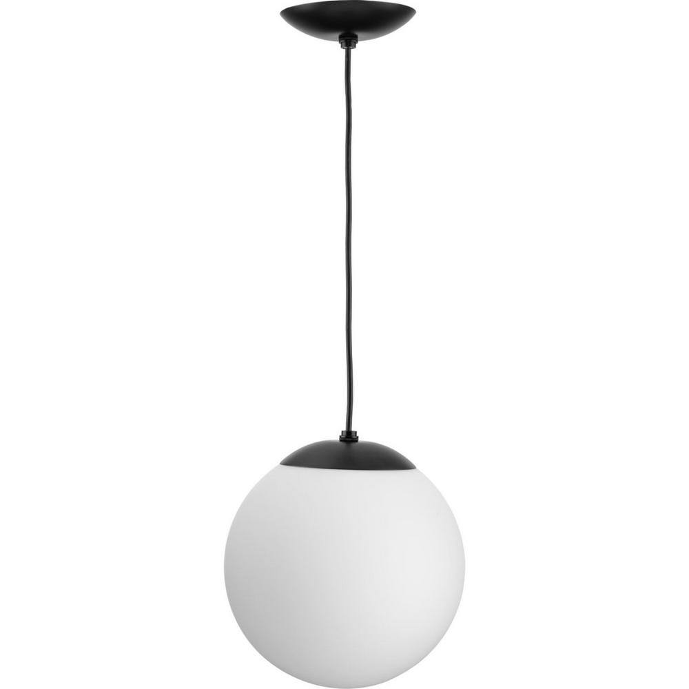 Atwell Matte Black and Opal Glass Globe Pendant Light