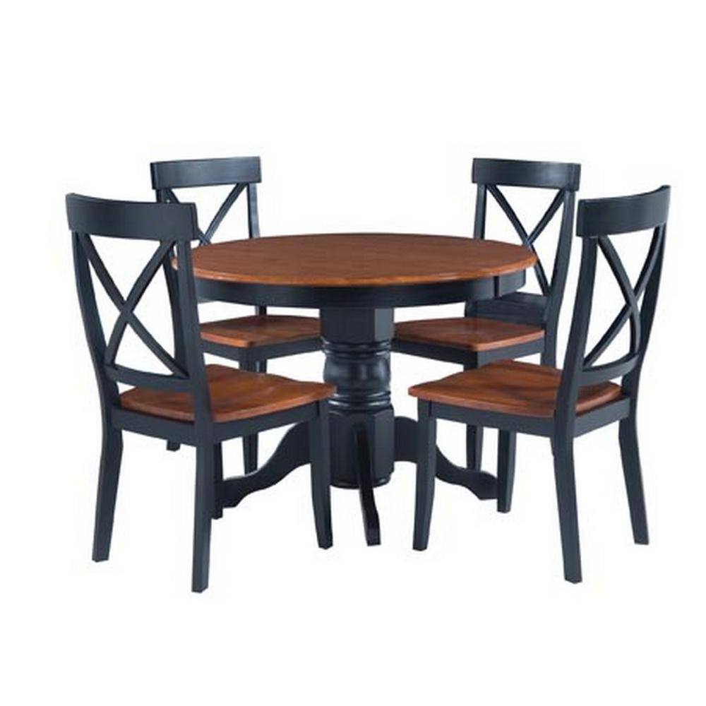 Black and Cottage Oak High Cross Back Wood Side Chair