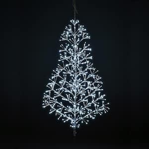 4 ft. 496L Artificial Christmas Tree Cluster Light Warm White for Home Garden Decoration Silver