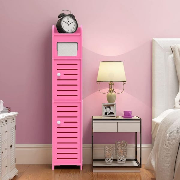Dracelo Freestanding 4 Tier Design Toilet Paper Holder with Doors and  Shelves in Light Pink B09N3ZV3NB - The Home Depot