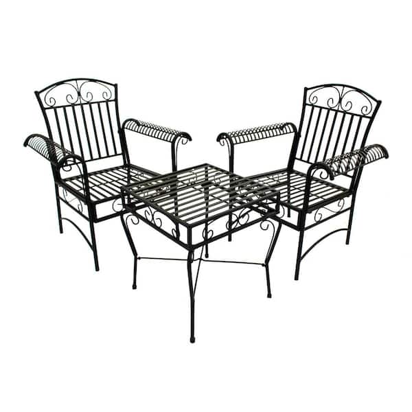 Courtyard Casual French Quarter 3-Piece Steel Outdoor Bistro Set