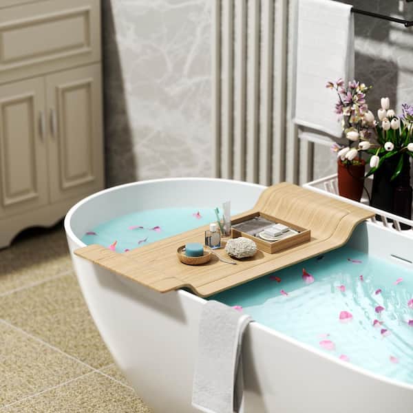 Ziyudura 59 in. x 29.5 in. Soaking Bathtub with Center Drain in