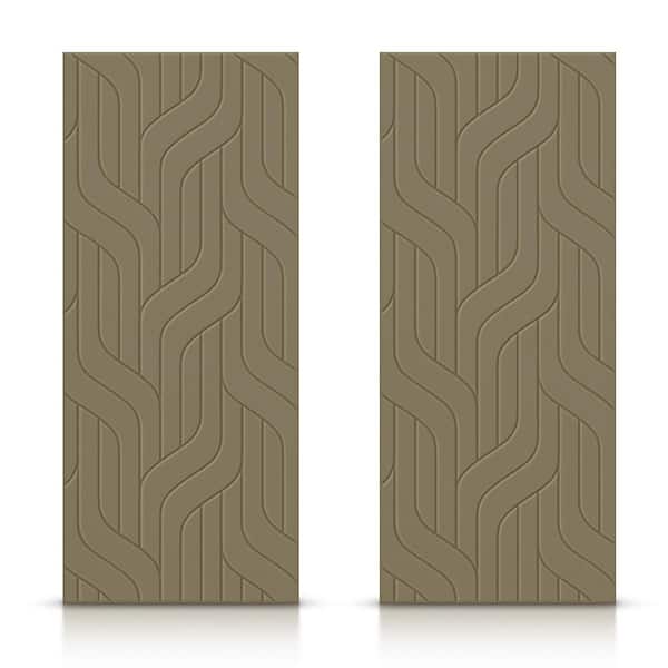 CALHOME 48 in. x 80 in. Hollow Core Olive Green Painted Composite MDF Interior Double Closet Sliding Doors