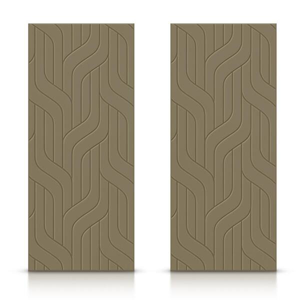 CALHOME 84 in. x 84 in. Hollow Core Olive Green Painted Composite MDF Interior Double Closet Sliding Doors