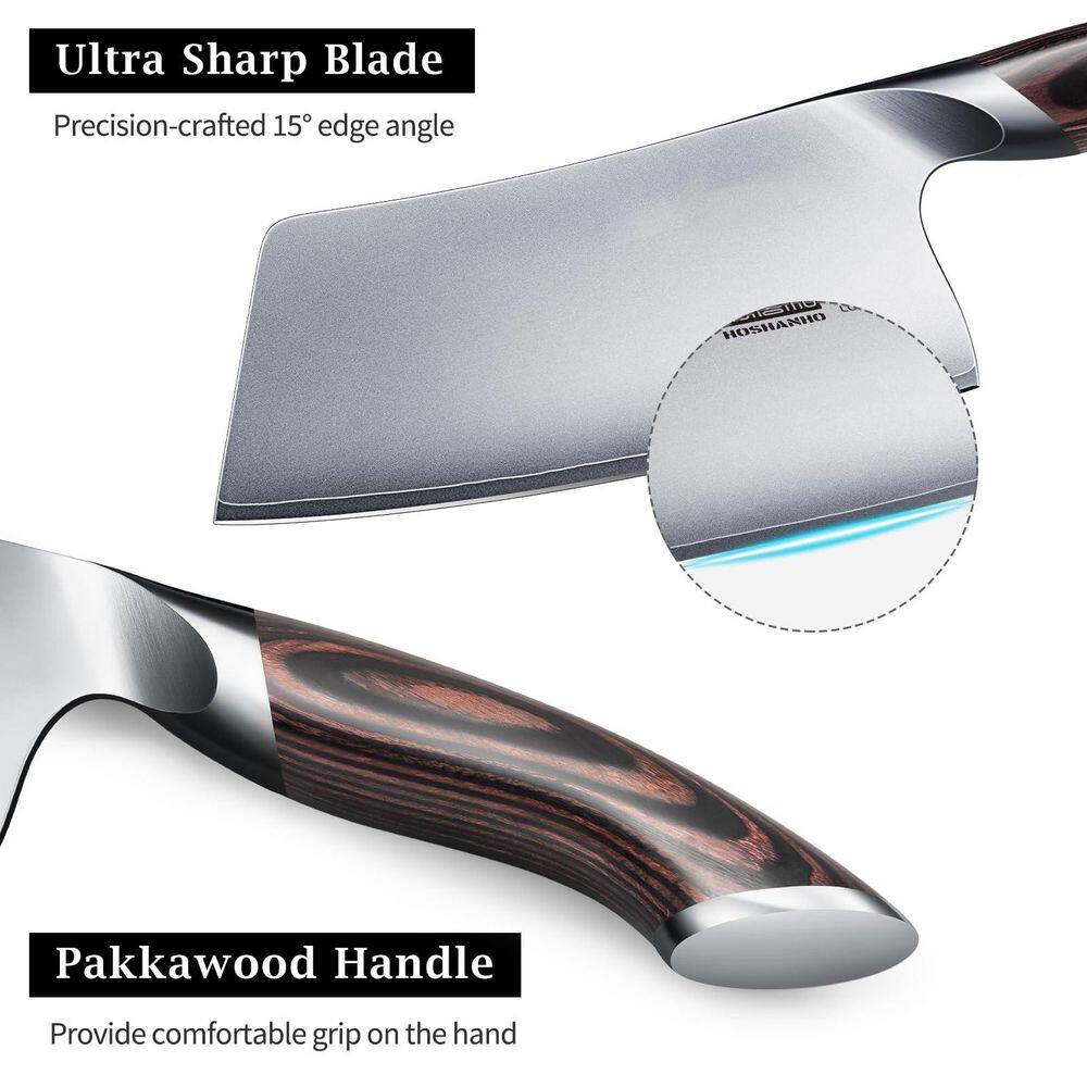 7 in. Ultra Sharp Japanese High Carbon Steel Vegetable Meat Cleaver Knife, Multifunction Chopper Butcher Knife - Thumbnail 3