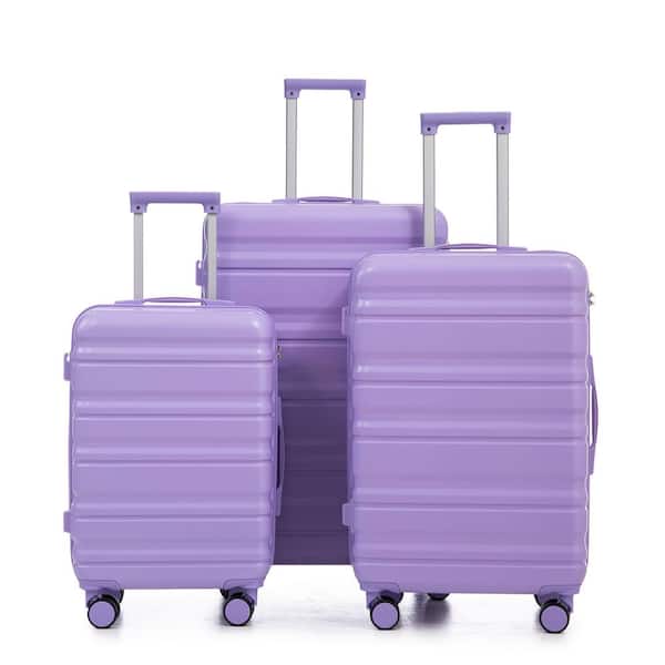 Valerio 3-Piece Blue + Purple ABS Hardside Spinner Wheel Luggage Set with Combination Lock and Hook Foot Pad