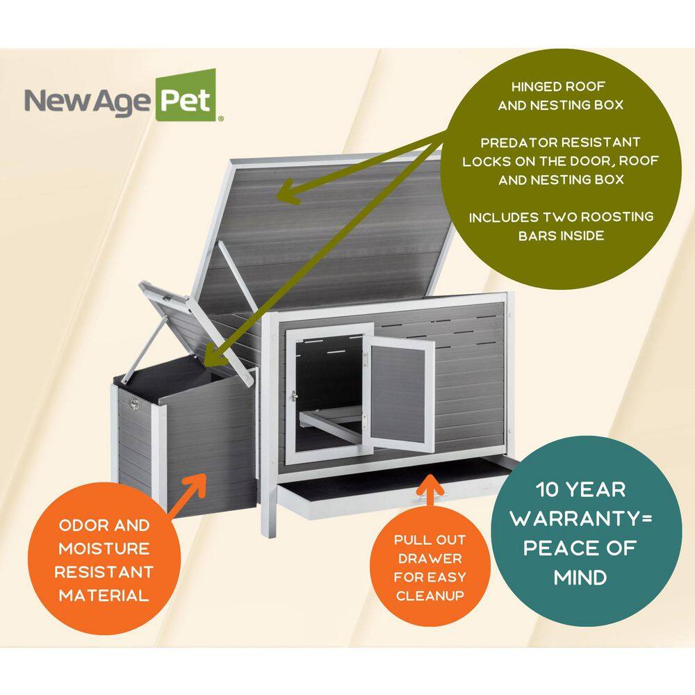 Gray and White ECOFLEX Outdoor Chicken Coop with Removable Tray