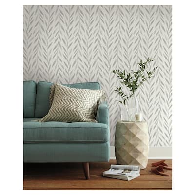 Willow Grey Paper Peel & Stick Repositionable Wallpaper Roll (Covers 34 Sq. Ft.)