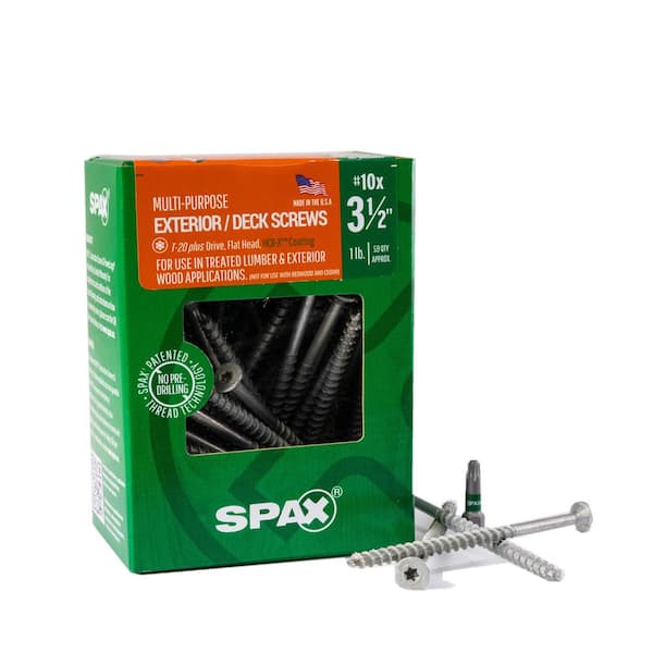 SPAX #10 x 3-1/2 in. Exterior Flat Head Deck Wood Screws Construction Torx T-Star Plus (59 Each) 1 LB Bit Included