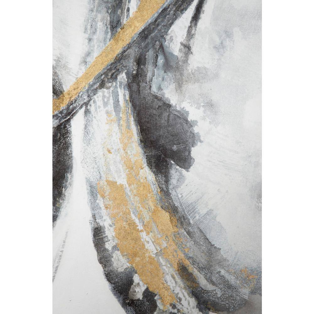 Gold and Gray Abstract Canvas Wall Art with Fir Wood Frame