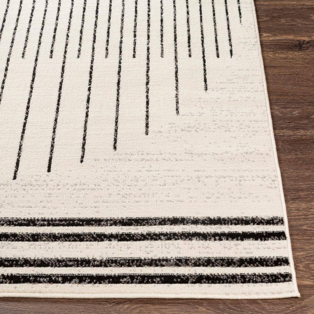 Modern Geometric Black and Ivory Square Area Rug