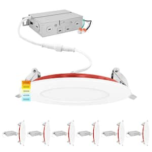 4 in. Ultra Thin Canless Integrated LED Fire Rated Recessed Light 5CCT New Construction 800-Lumens Dimmable (6-Pack)