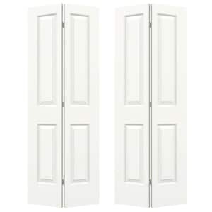 72 in. x 80 in. Carrara 2 Panel Hollow Core White Painted Molded Composite Closet Bi-Fold Double Door