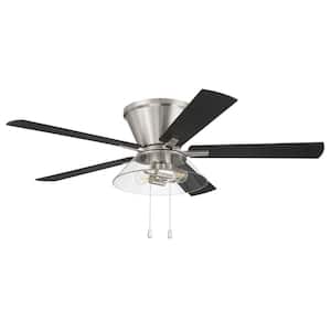 Insight 52 in. Indoor 3 Speed Hugger Brushed Polished Nickel Finish Ceiling Fan with Single Light Kit Included