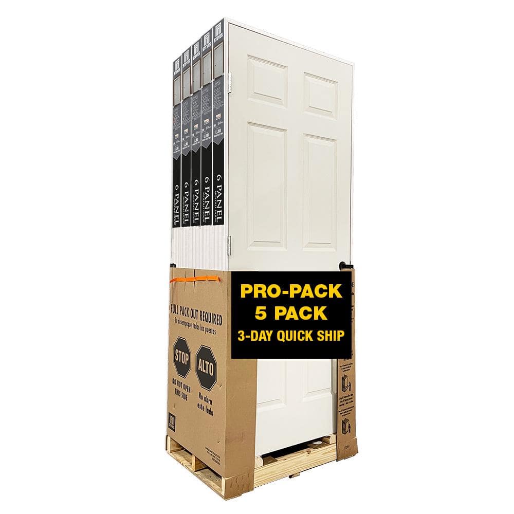 36 in. x 80in. RH 6-Panel Textured White Primed Hollow Core Composite Single Prehung Interior Door Pro-Pack (5 Pack) price history on PriceWatchPro
