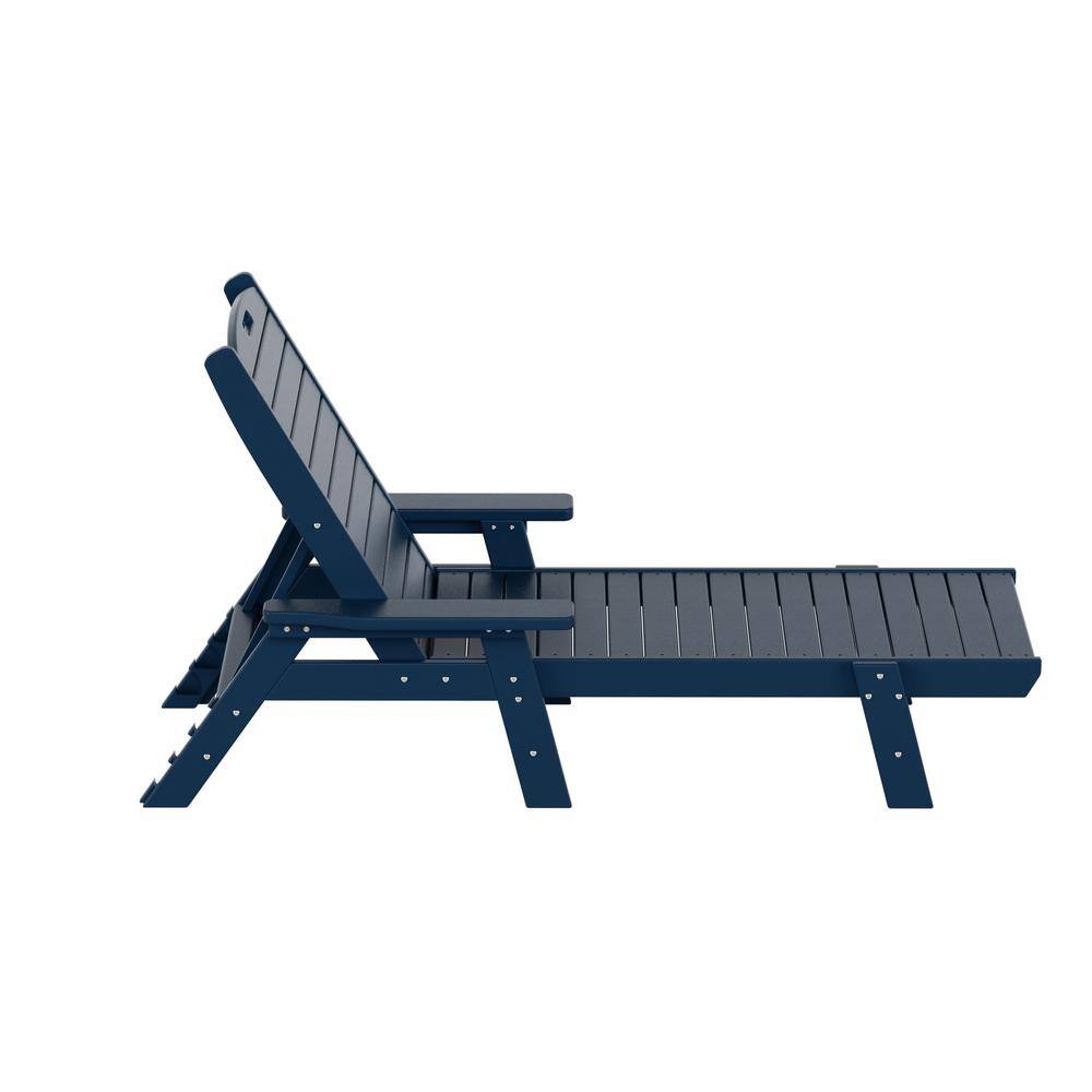 Laguna White HDPE Outdoor Patio Reclining Chaise Lounge Set with Side Table