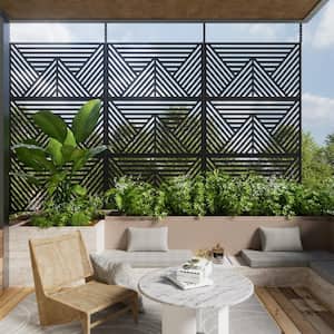 72 in. Galvanized Metal Outdoor Privacy Screens Garden Outdoor Fence Zodiac in Black