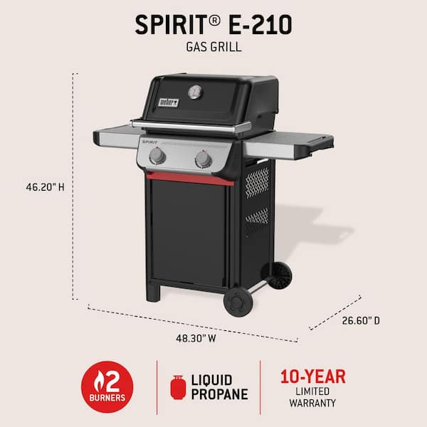 Weber Spirit E-210 2-Burner Liquid Propane Gas Grill in Black with