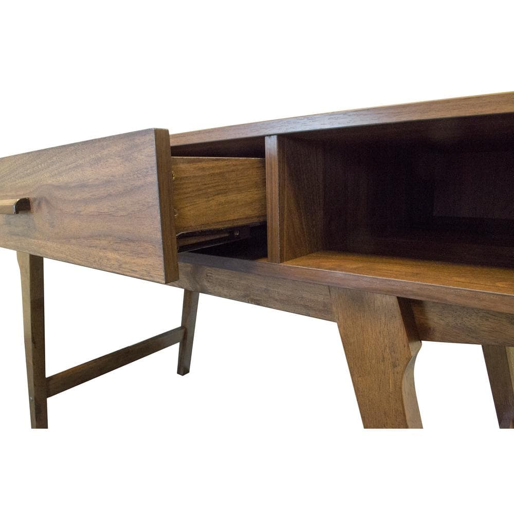 Mid Century Danish Walnut Wood Desk with Drawer