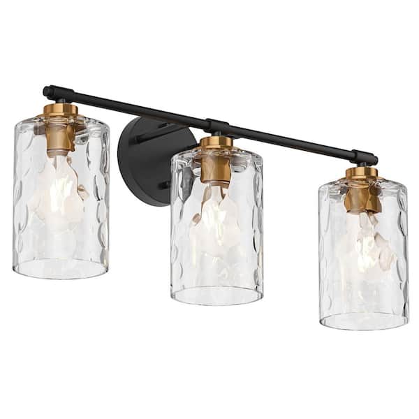 4-Light Antique Brass Vanity Lights Bathroom Light Fixtures Over Mirror  Antique Brass Wall Sconces Lamp with Hammered Metal Shade Gold Finish 