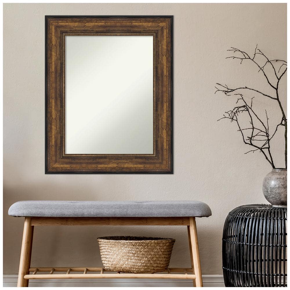 Rectangular Bronze Bathroom Vanity Wall Mirror with Matte Black Edge