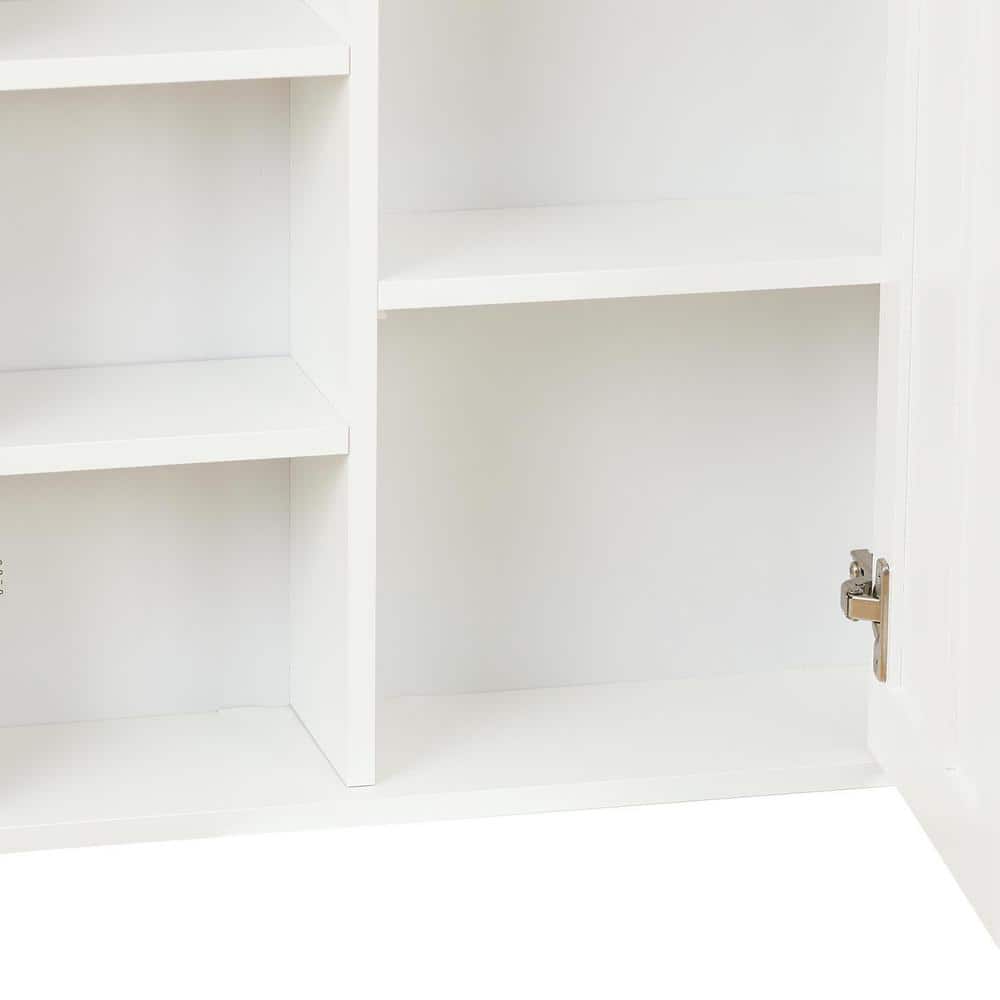 White MDF Bathroom Wall Cabinet with Adjustable Shelves
