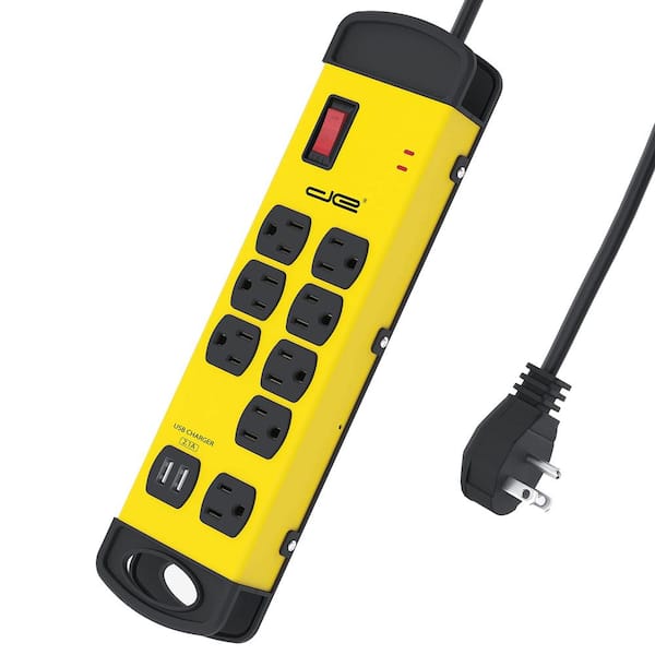 Digital Energy 6 ft. 8-Outlet Metal Power Strip Surge Protector with 2 USB Ports