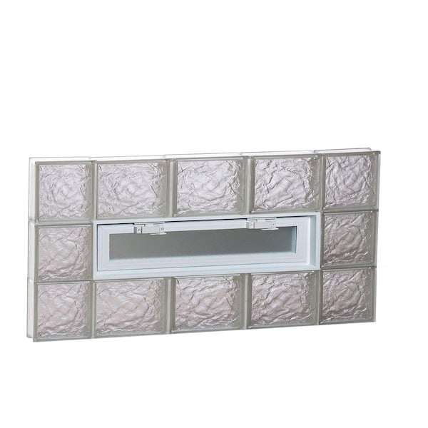 Clearly Secure 34.75 in. x 17.25 in. x 3.125 in. Frameless Vented Ice Pattern Glass Block Window