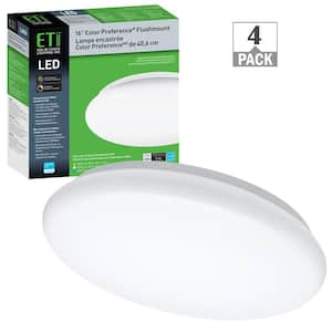 16 in. Low Profile Round LED Flush Mount Ceiling Light 1600 Lumens 120-277V 3000K 4000K 5000K Dimmable (4-Pack)