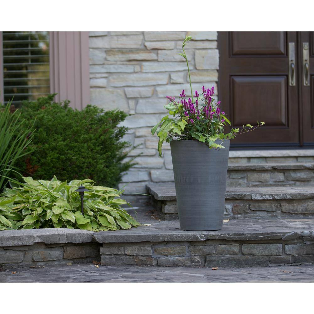 Valencia 16" Textured Charcoal Composite Resin Planter