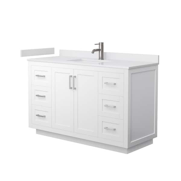 Miranda 54 in. W x 22 in. D x 33.75 in. H Single Bath Vanity in White with White Cultured Marble Top