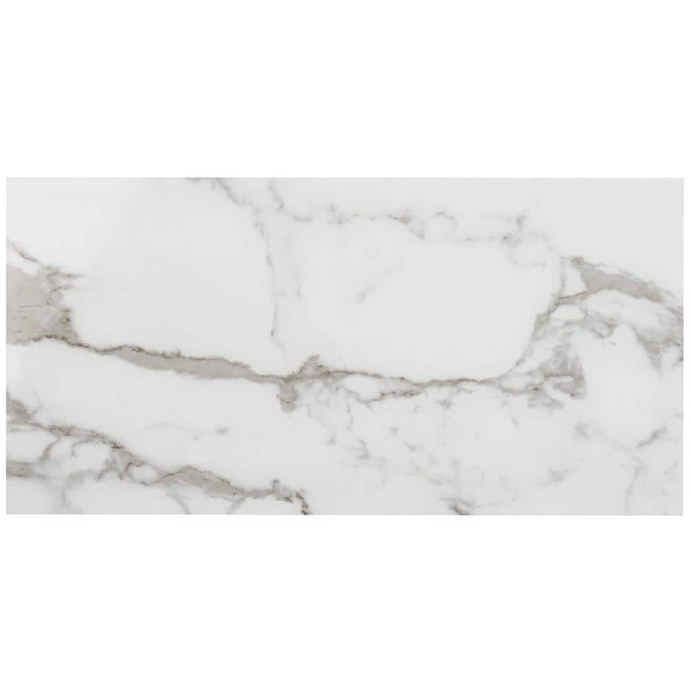 Saroshi Statuario Valley 4 in. x 0.35 in. Polished Porcelain Floor and Wall Tile Sample price history on PriceWatchPro