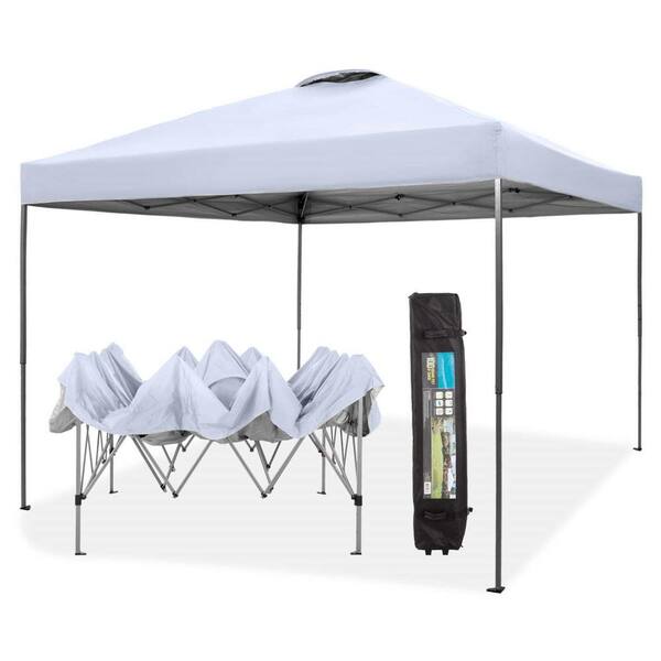 Afoxsos 10 ft. x 10 ft. White Outdoor Pop Up Canopy Tent Straight