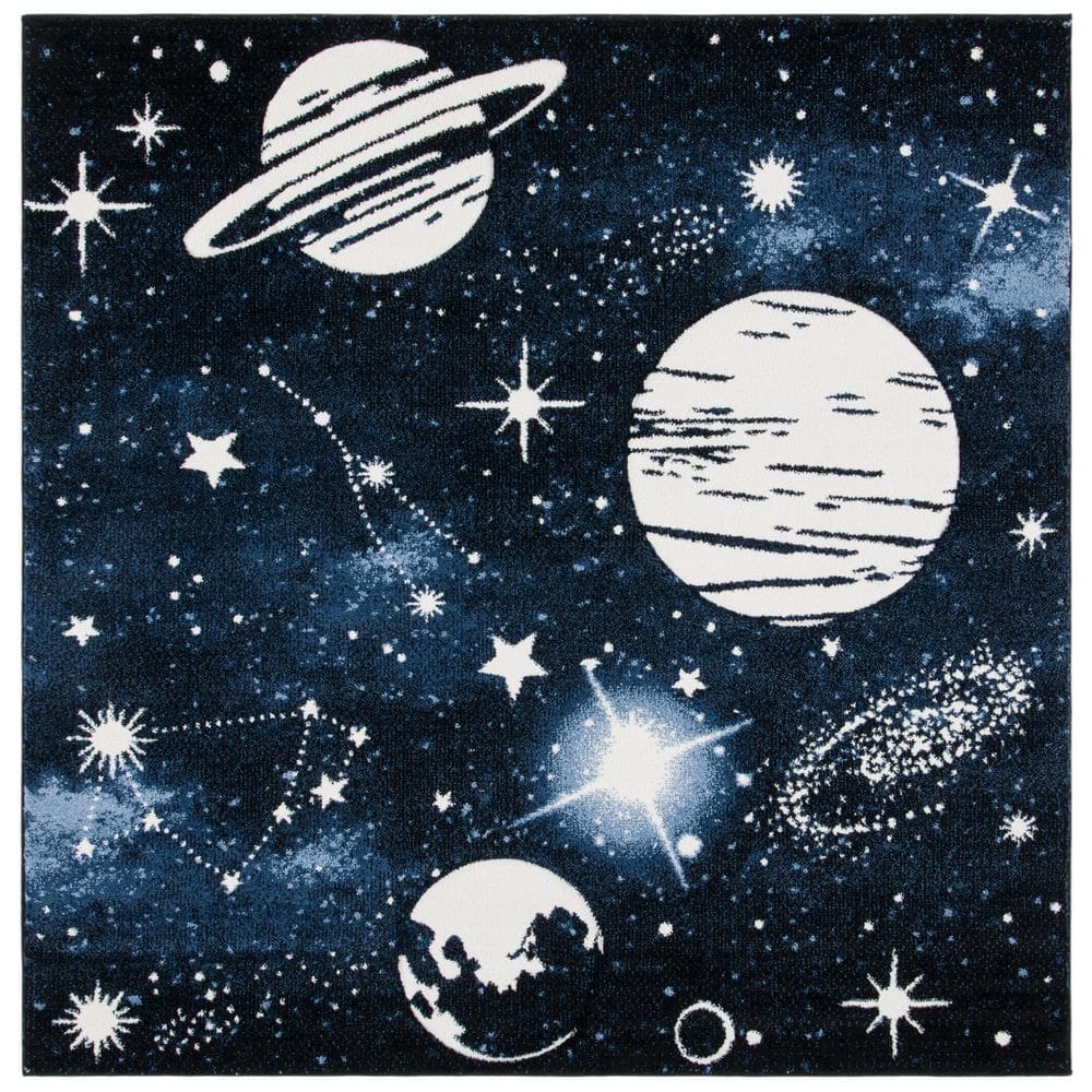 Carousel Kids 4 ft. x 4 ft. Dark Blue/Light Blue Galaxy Square Area Rug price history on PriceWatchPro