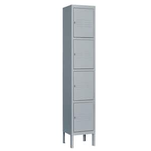 4-Tier Metal Locker 4 Doors Storage Shelves Locker 12 in. D x 12 in. W x 66 in. H in Gray for Employees Workers Students