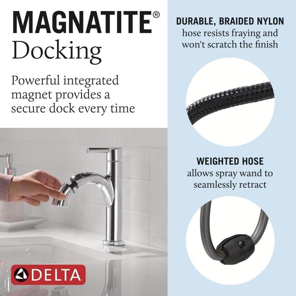 Nicoli Polished Chrome Single Handle Pull-Down Bathroom Faucet