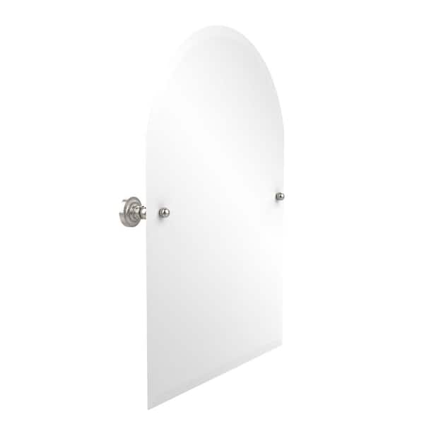 Allied Brass Dottingham Collection 21 in. x 29 in. Frameless Arched Top Single Tilt Mirror with Beveled Edge in Polished Nickel