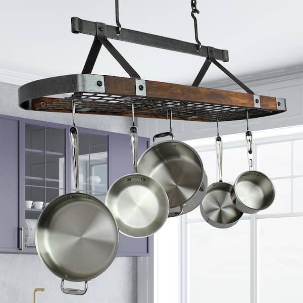 Enclume PR14wg-HS Premier 4-Point Oval Ceiling Pot Rack With Grid - Hammered Steel, 41.5" L - View #9