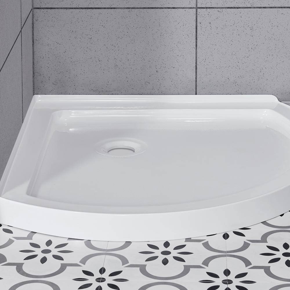 Breeze 34" Black Framed Frosted Glass Round Sliding Shower Kit