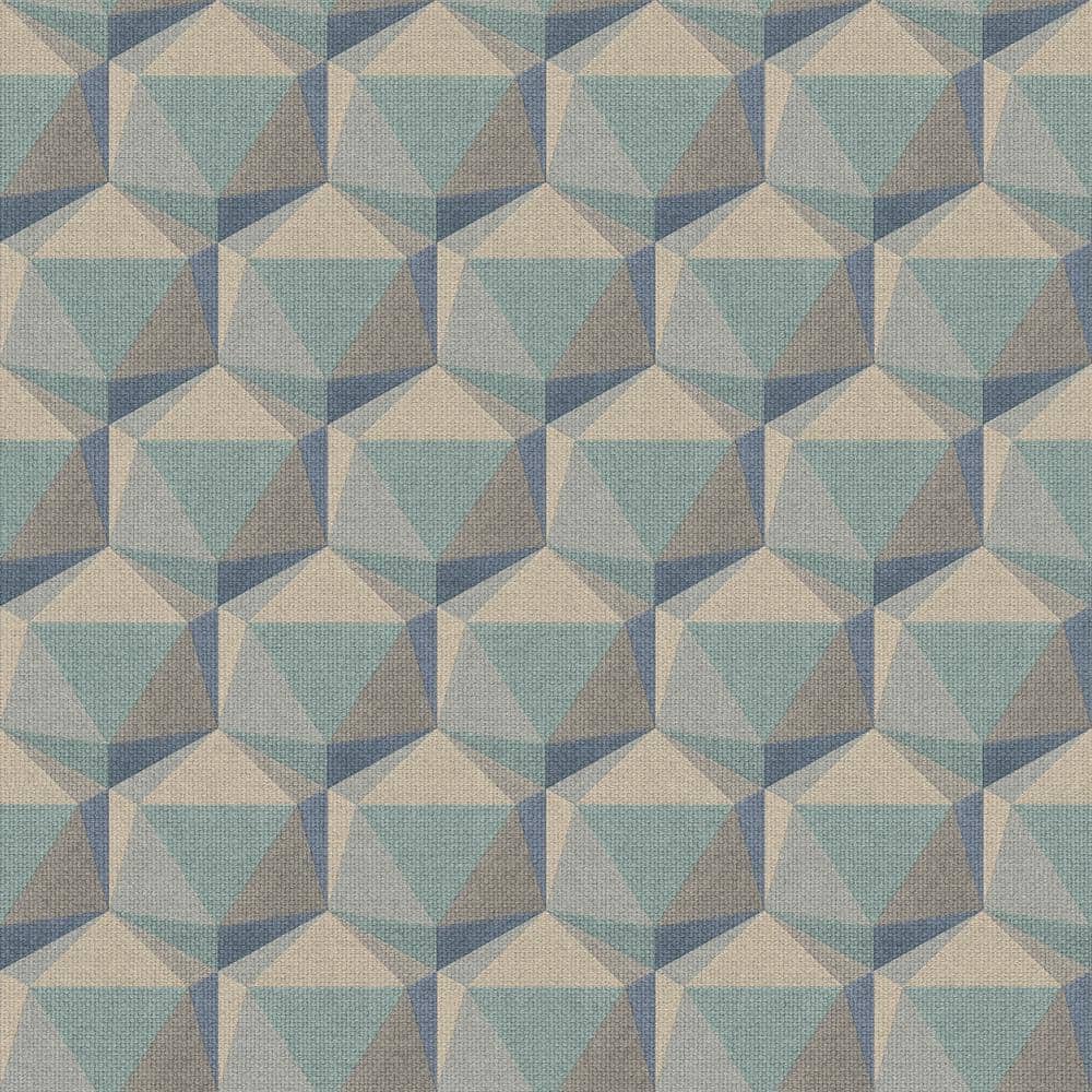 Fusion Collection Geometric Motif Beige/Blue/Green Matte Finish Non-Pasted 
