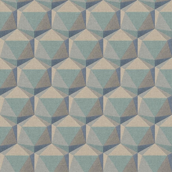 Unbranded Fusion Collection Geometric Motif Beige/Blue/Green Matte Finish Non-Pasted Vinyl on Non-woven Wallpaper Sample