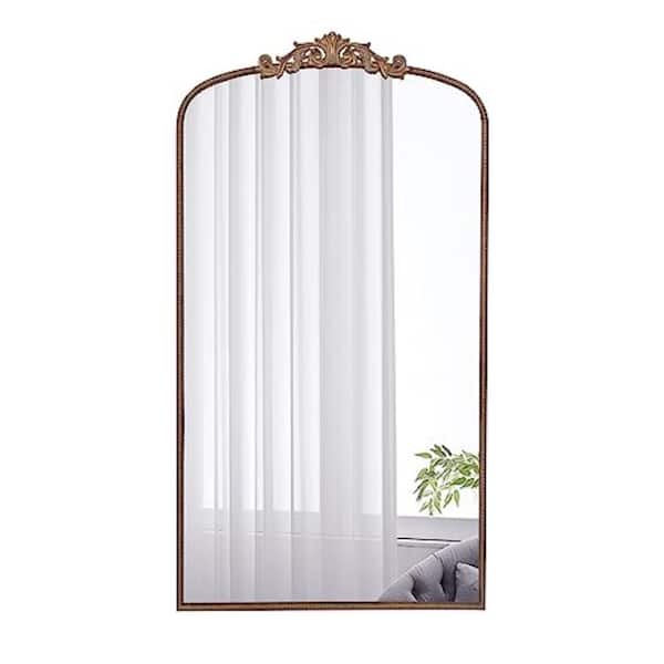 66 in. x 36 in. Full Length Mirror, Arched Mirror Hanging or Leaning Against Wall, Large Gold Mirror for Living Room
