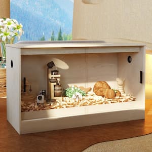 Natural Wooden Hamster Cage Small Animal Habitats/House for Gerbil Dwarf Hamster Guinea Pig Chinchilla with Air Vents